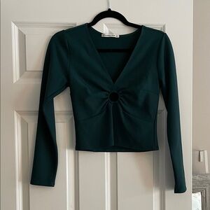 Abercrombie & Fitch Deep Green Long Sleeve Blouse